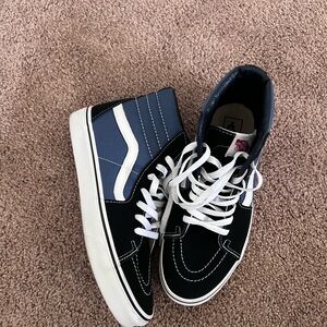 Black and Blue High-Top Sneakers